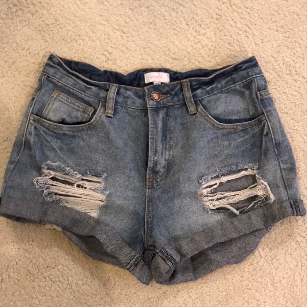 Distressed Denim Shorts